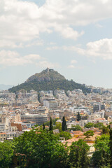 Fototapeta premium Panoramica, panoramic, paisaje, landscape, vista, view, skyline en la ciudad de Atenas o Athens en el pais de Grecia o Greece