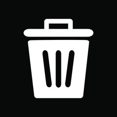 Trash icon vector. Trash icon in trendy flat style. Trash icon image, Trash icon illustration isolated on black background