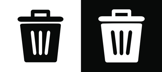 Trash icon vector. Trash icon in trendy flat style. Trash icon image, Trash icon illustration isolated on white and black background