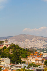 Panoramica, panoramic, paisaje, landscape, vista, view, skyline en la ciudad de Atenas o Athens en el pais de Grecia o Greece