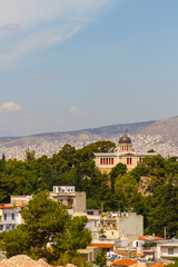Fototapeta na wymiar Panoramica, panoramic, paisaje, landscape, vista, view, skyline en la ciudad de Atenas o Athens en el pais de Grecia o Greece