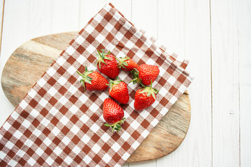 fresh strawberry summer fruit vitamins dessert checkered tablecloth