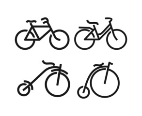 Vintage Cycle Bike Bicycle Minimalist Icon Collection Vector