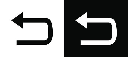 Back Vector Icon. Undo icon in trendy flat style. Undo icon image, Undo icon illustration isolated white and black background
