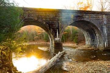 Double arches of a railroad bridge in the Bershire Mountains.