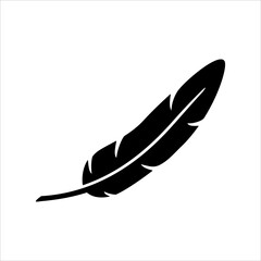 Feather black vector icon isolated on white background