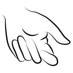 Women hand simple outline minimalistic linear gesture style. Vector Illustration of female hands for create logos, prints and other designs on white background