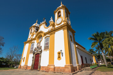 Beautiful view of Igreja Matriz de Santo Antonio, the oldest church in Tiradentes, seen by the morning - Tiradentes, Minas Gerais, Brazil