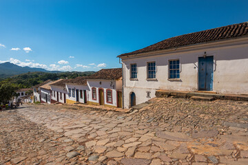 Fototapeta na wymiar Beautiful view of some colonial Brazilian houses at Tiradentes - Tiradentes, Minas Gerais, Brazil