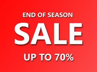 End of season sale sign in red background. Sale board on red paper.