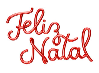 3d render red name for marketing composition in Brazil. The name Feliz Natal means Merry Christmas. 3d render illustration