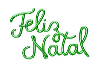 3d render green name for marketing composition in Brazil. The name Feliz Natal means Merry Christmas. 3d render illustration