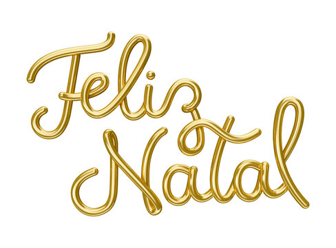 3d render gold name for marketing composition in Brazil. The name Feliz Natal means Merry Christmas. 3d render illustration