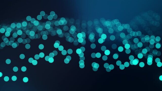 Digital tech glowing bokeh spheres background loop