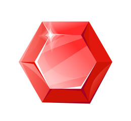 Royal jewel. Fantasy jewelry ruby red colors diamond, cartoon vector illustration, icon