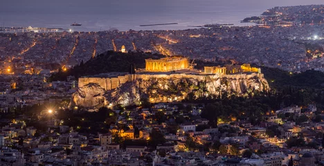 Fotobehang Acropolis at night, Athens, Greece © eyetronic