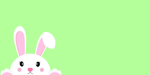 Obraz premium Cute bunny on a green background. Easter bunny. Vector illustration