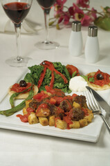 Delicious Turkish Traditional Kebab Kofte  on white plate (meatballs)