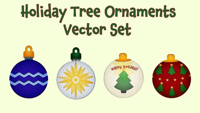 Holiday Tree Ornament Vector Set