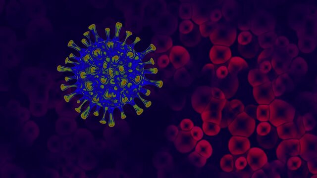 wirus wirujący na tle krwinek