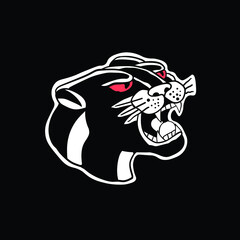 black panther black and white illustration print on tshirts sweatshirts and souvenirs vector Premium Vector