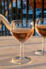 Drinking of local rose wine in summer Provence, France