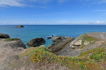 Fototapeta na wymiar The rocky coast of the Quiberon peninsula in Brittany-France