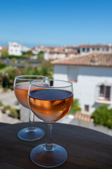 Drinking of local rose wine in summer Provence, France