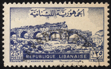 Postage stamps of the Lebanon. Stamp printed in the Lebanon. Stamp printed by Lebanon.