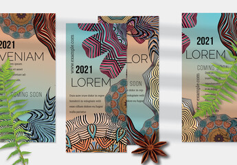 Flyer Layouts with Ethnic Mandala Lace Flower Elements
