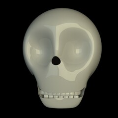 Shiny skull over black background