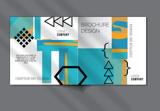 Brochure Cover Layout Set Geometric Shapes and Abstract Bright Rectangles on White