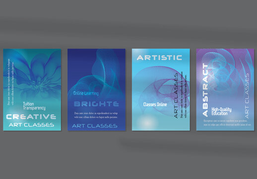 Flyer Layouts with Curvy Lines on Bright Gradient Glow