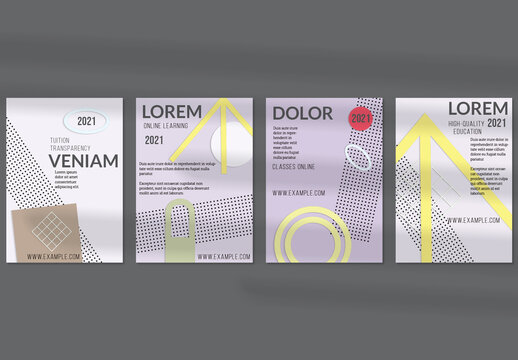 Flyer Layouts with Paper Cut Layered Simple Geometric Shapes