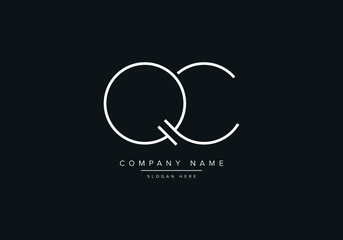 Fototapeta na wymiar Creative and minimal QC monogram logo design
