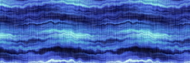 Aegean teal mottled border strip linen texture background. Summer coastal living style home decor fabric effect. Sea green wash grunge edge material. Decorative textile seamless pattern banner. 