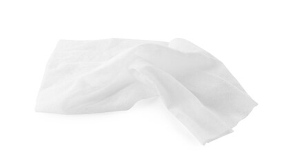 One clean wet wipe isolated on white
