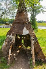 An ancient man's site. Neolithic era. Settlements of ancient people in the floodplains of the rivers of Belarus.