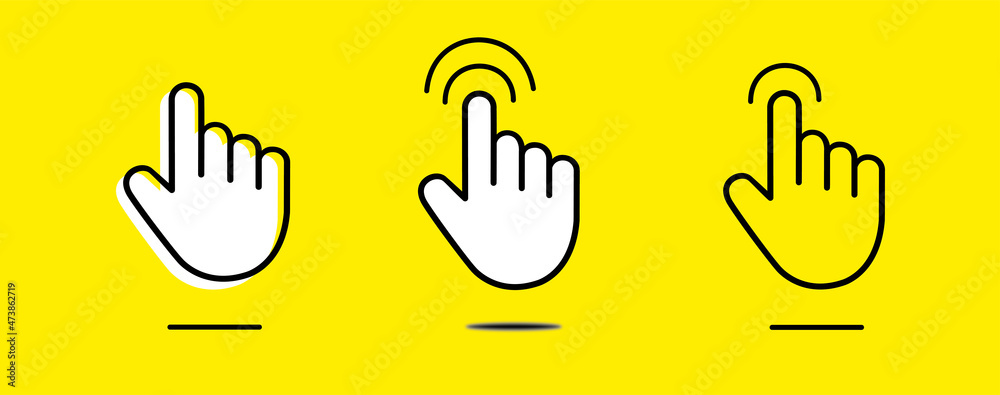 Fototapete hand cursor icon. cursor icon vector. hand cursor icon clik. vector illustration. yellow background.