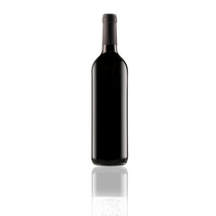 Bottle of wine on white background