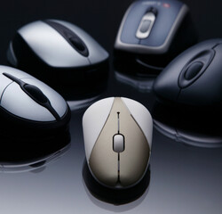 Set of modern computer mouses