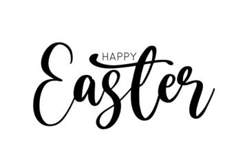 Vector handwritten brush lettering Happy Easter. Modern calligraphy for greeting holiday card or invitation of the Happy Easter Day. Illustration isolated on white background