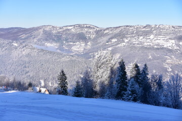 Szczyrk, Beskidy, góra Skrzyczne, zima, śnieg, mróz, © Albin Marciniak