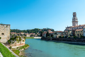 Fototapeta premium View from downtown Verona and the Castel San Pietro