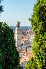 Fototapeta na wymiar Bell tower of cathedral Maria Matricolare in Verona