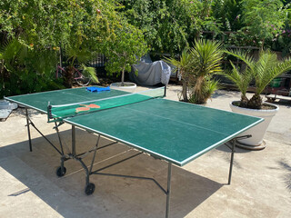 Table tennis with paddle on the table