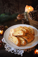 Italian cookies: almond and candied orange cantuccini (biscotti),  New Year decoration