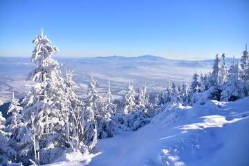 Babia Góra, Beskidy, zima, śnieg, mróz, panorama, © spacetech
