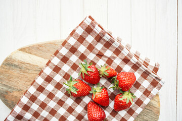 fresh strawberry summer fruit vitamins dessert checkered tablecloth