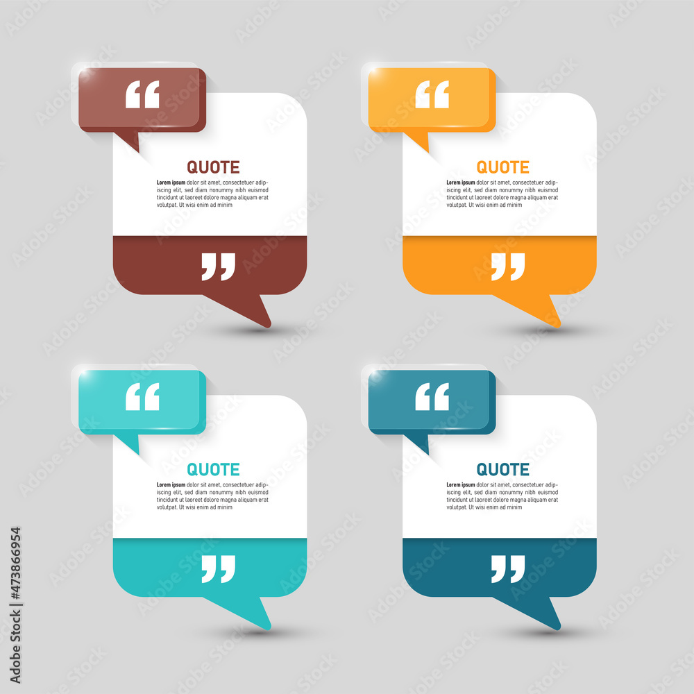 Poster Modern quote frames template, minimal white speech bubbles with quotation marks.